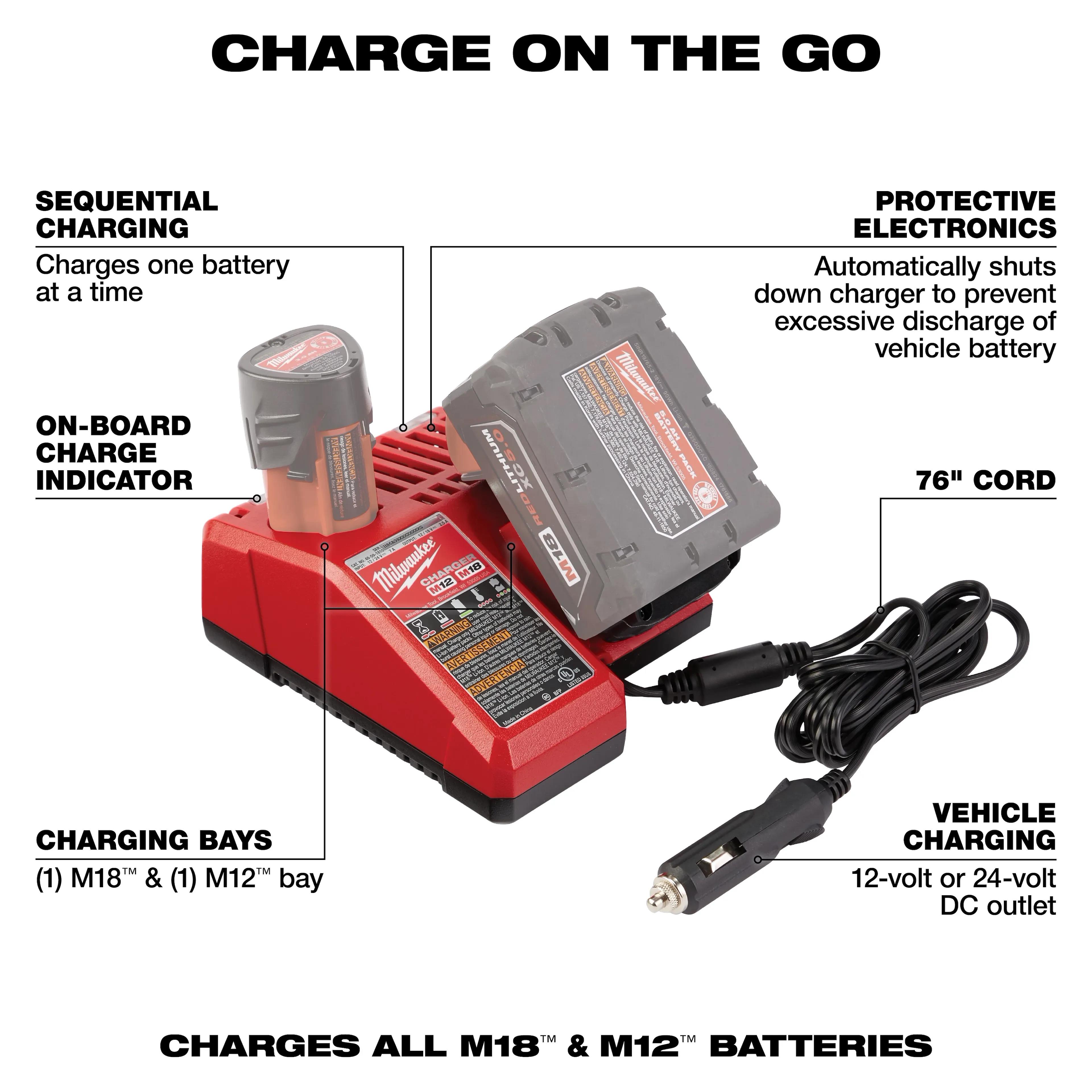 M12 & M18 MILWAUKEE BATTERY CHARGER-12VD view 2
